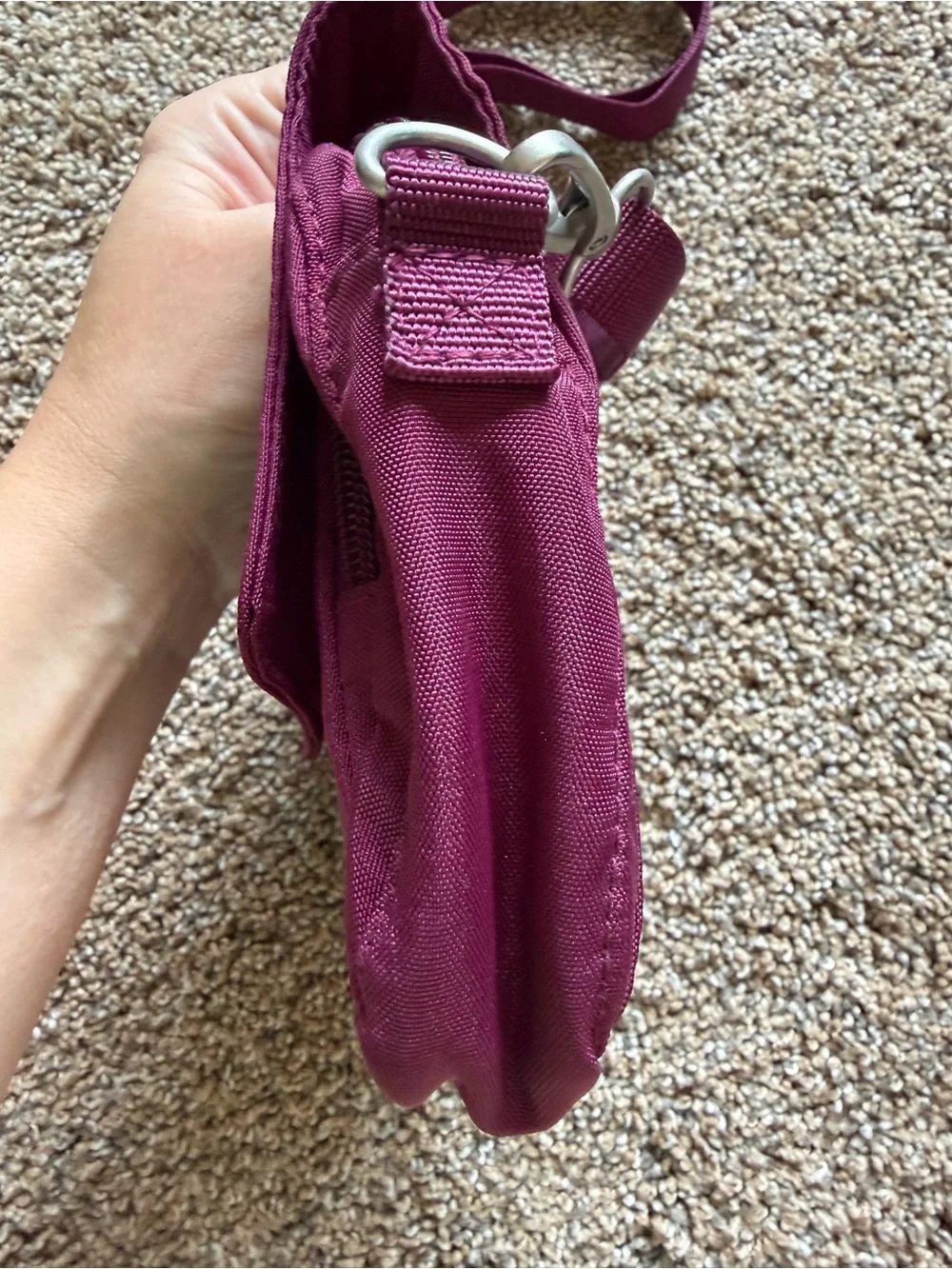 BAGALLINI Plum Maroon Purple Nylon Zippered Crossbody Shoulder Bag